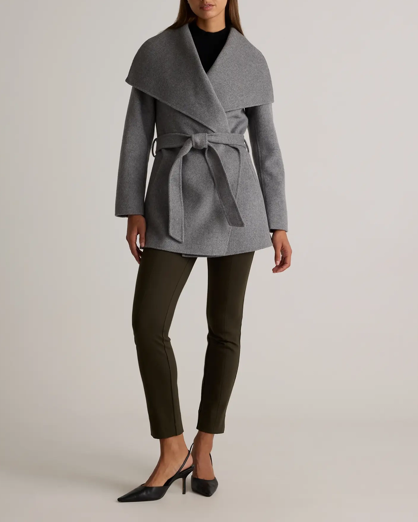 Waterfall Collar Short Wrap Coat