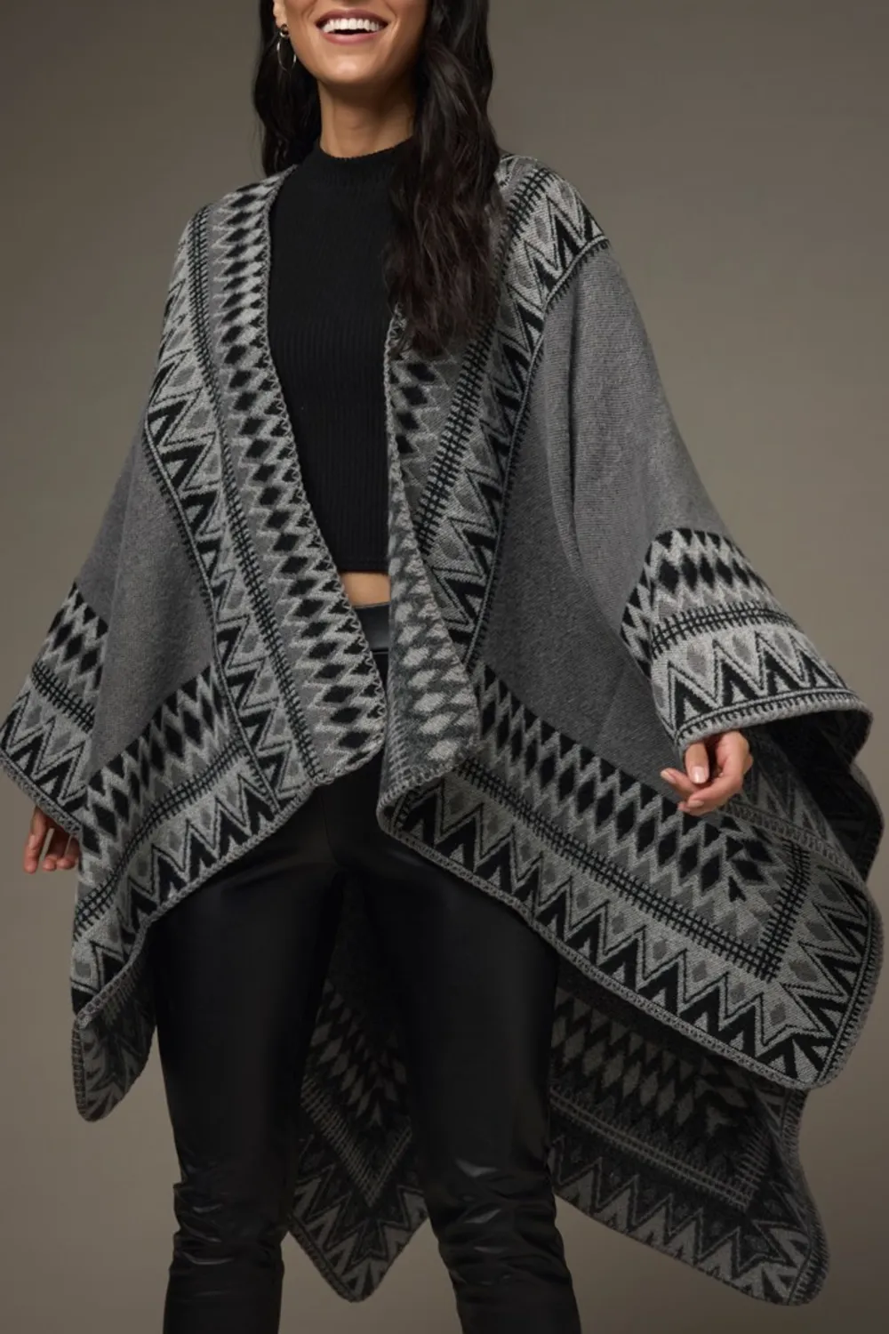 Tine Fairisle Kimono Wrap Cardigan