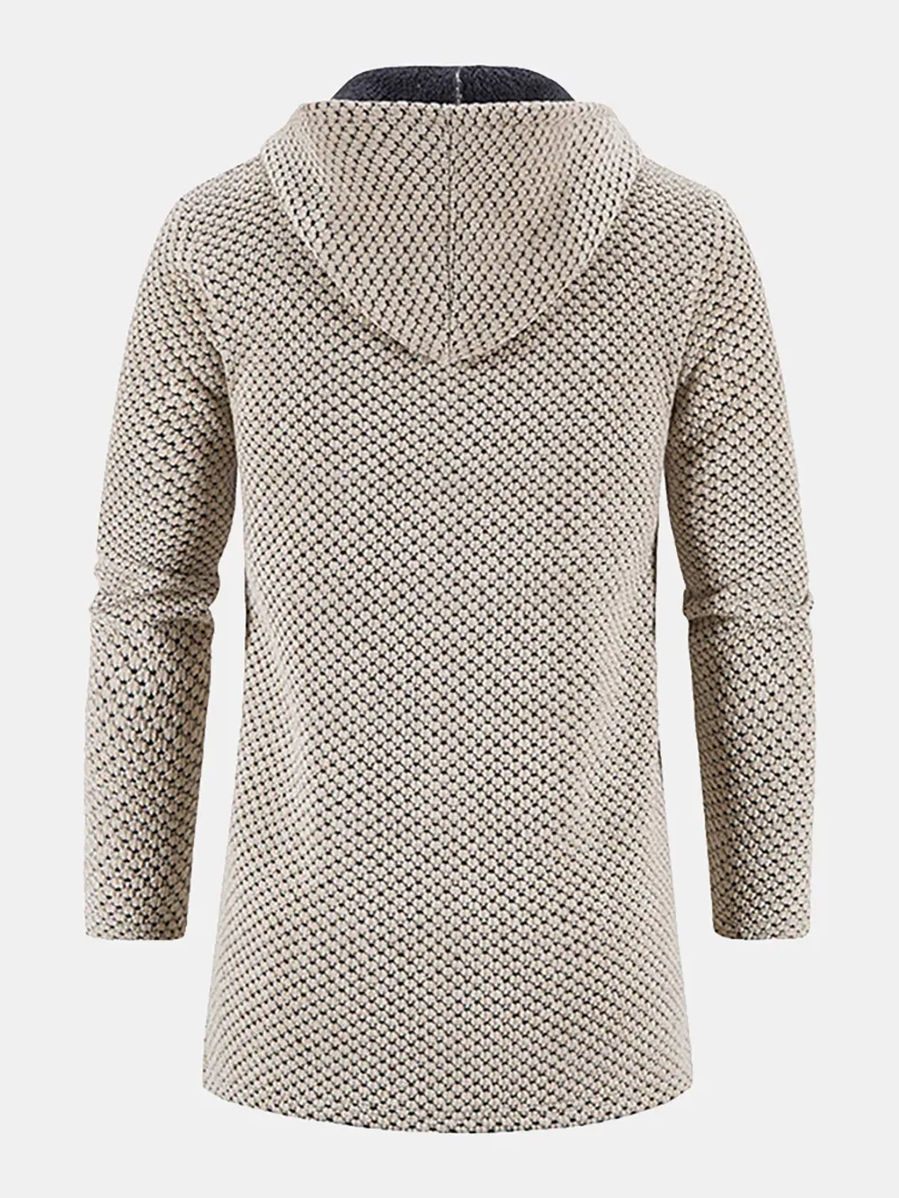 Long Line Textured Hooded Sweater