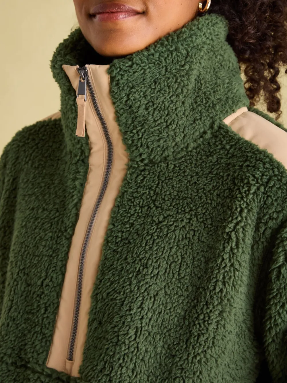 Cotton Tilly Green Quarter Zip Fleece