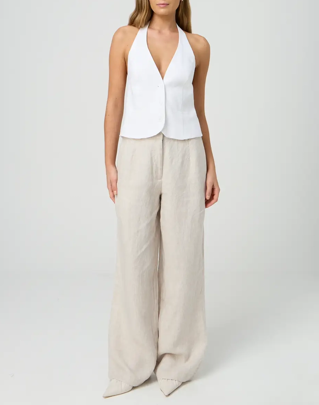 Linen Pleat Wide Leg Pant