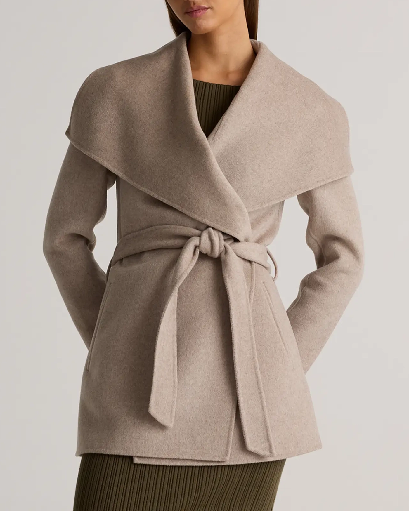 Waterfall Collar Short Wrap Coat