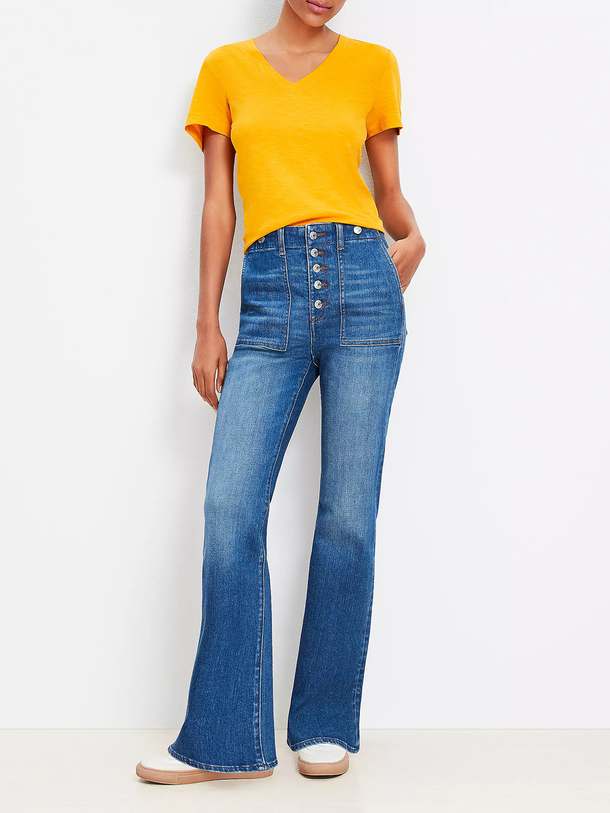 High Rise Relaxed Flare Jeans Mid Vintage Wash