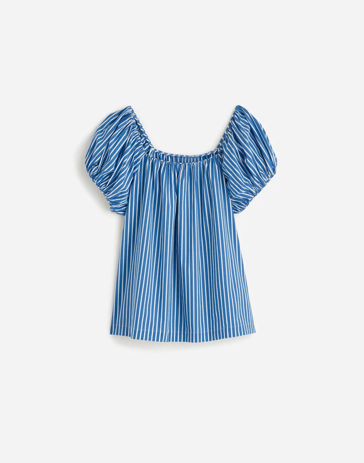 Square-Neck Puff-Sleeve Shirt in Stripe