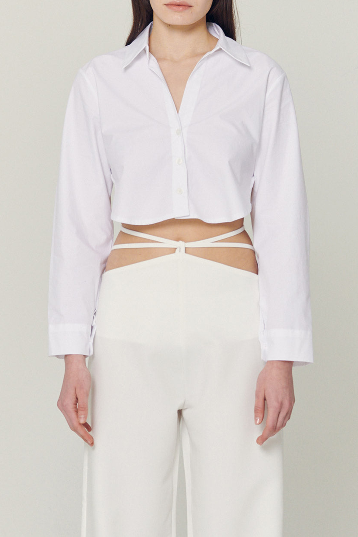 Mila Back String Crop Shirt