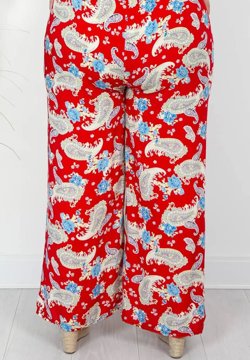 Red Paisley Print Trousers