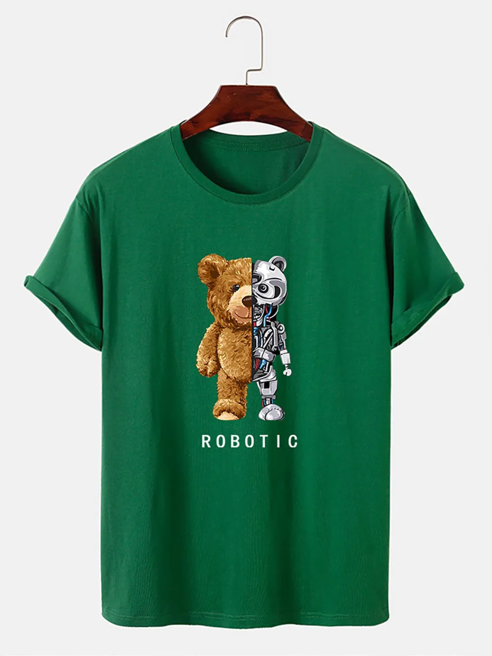 Robot Bear Funny Graphic Cotton T-Shirts