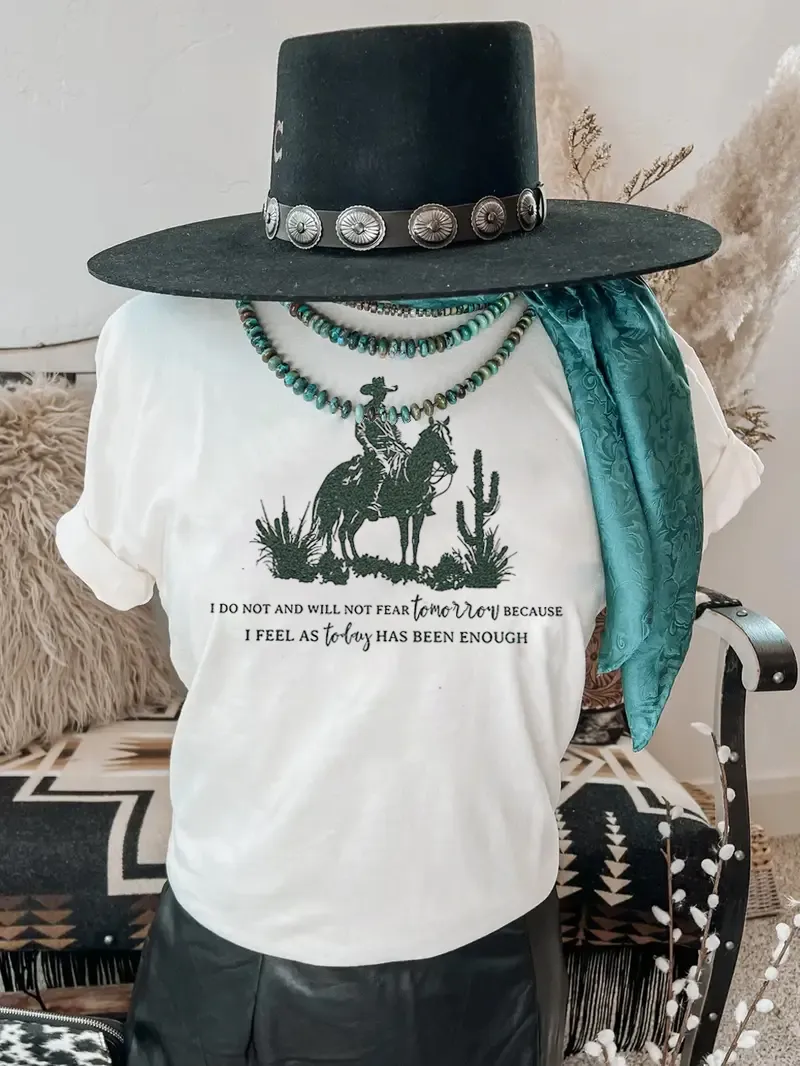 Retro Western Cowboy Knight Pattern T-shirt