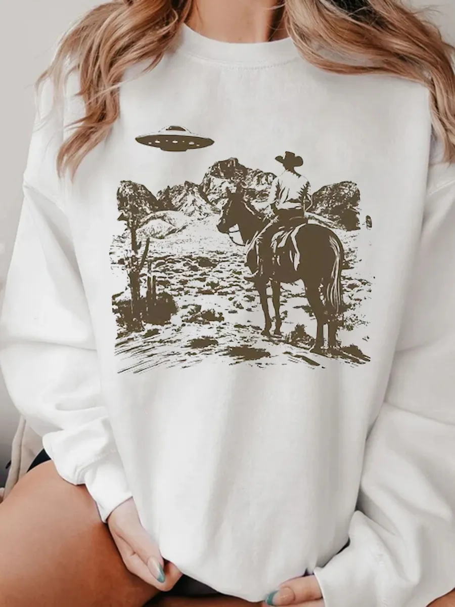 Wild West, Interstellar Cowboy Pattern Sweatshirt