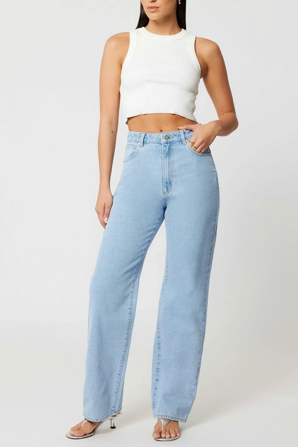 Carrie Kendall Light Blue High Wide Jean