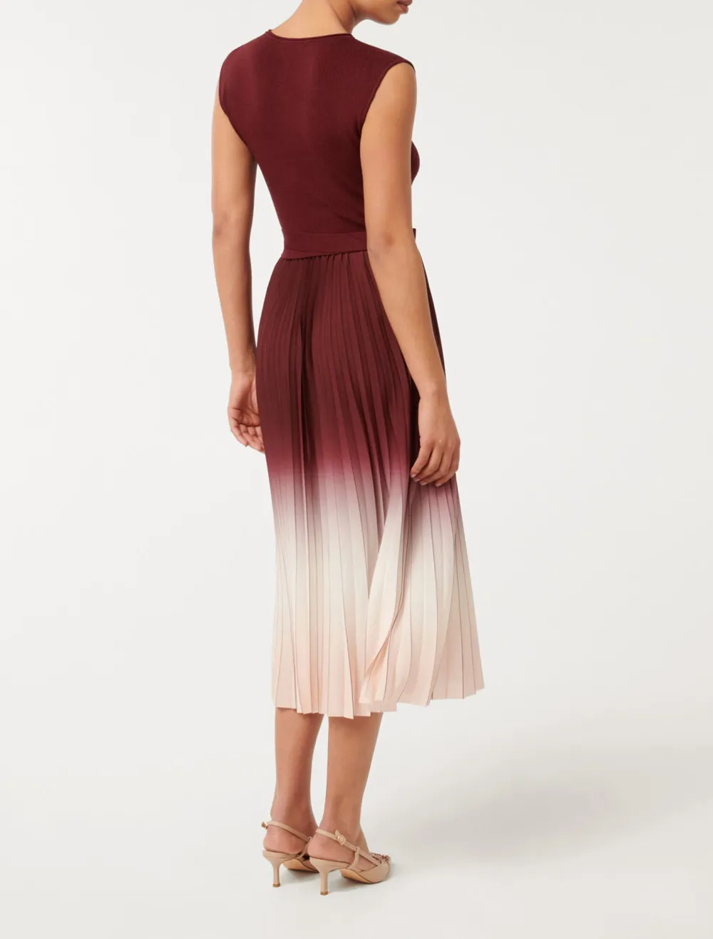 Elsie Ombre Pleated Midi Dress