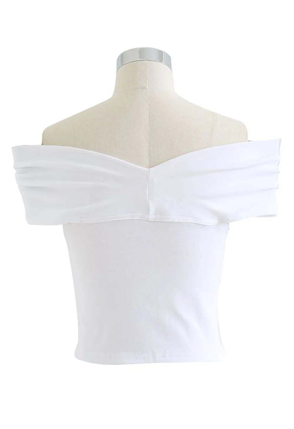 SIDE KNOT OFF-SHOULDER FITTED TOP IN WHITE