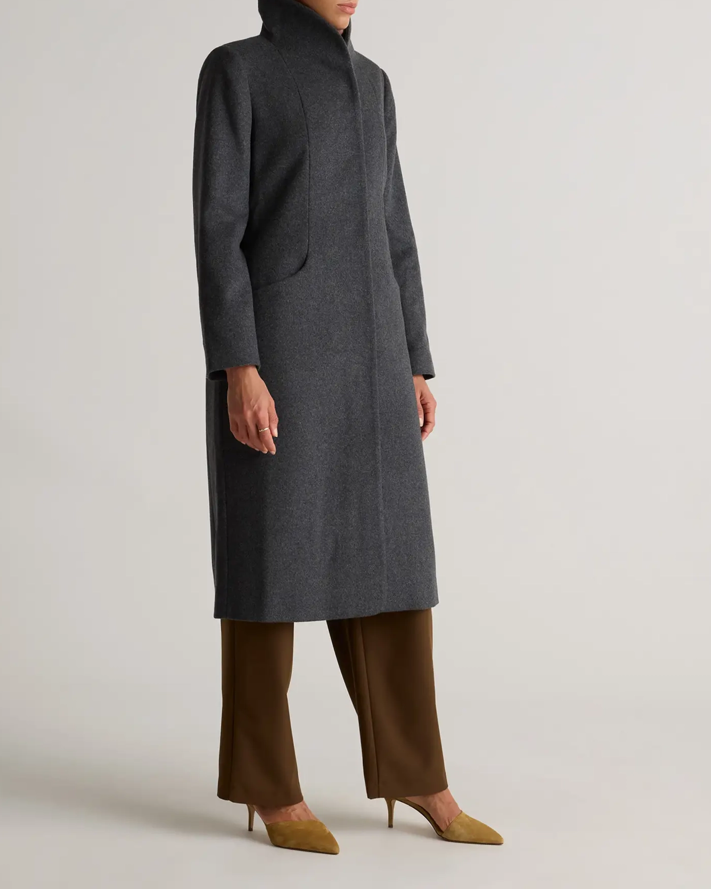 Stylish Shawl Collar Wool Long Cocoon Coat