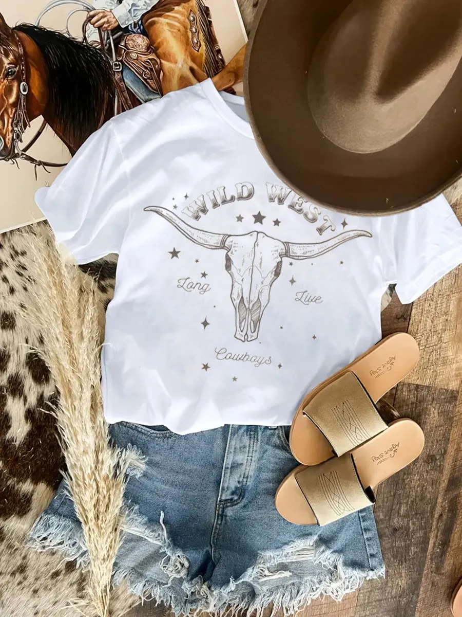 Long horned Bull Skull T-shirt