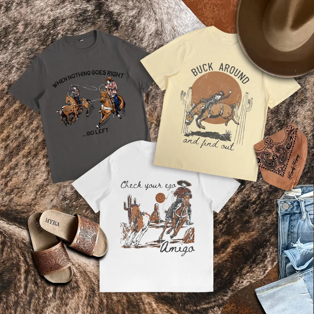 (3-Pack) Wilderness Western Cowboy Athletic Graphic T-shirt