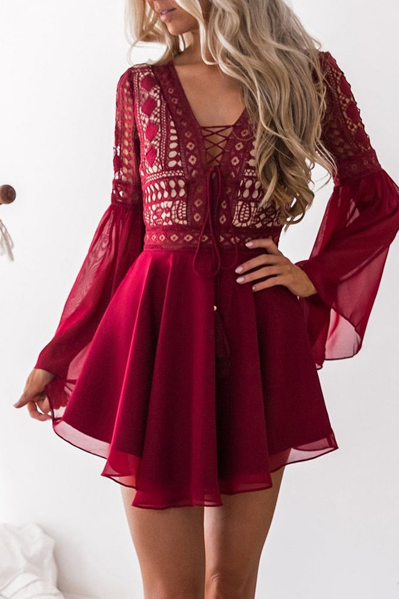 Alyse Dress (Wine) - BEST SELLING