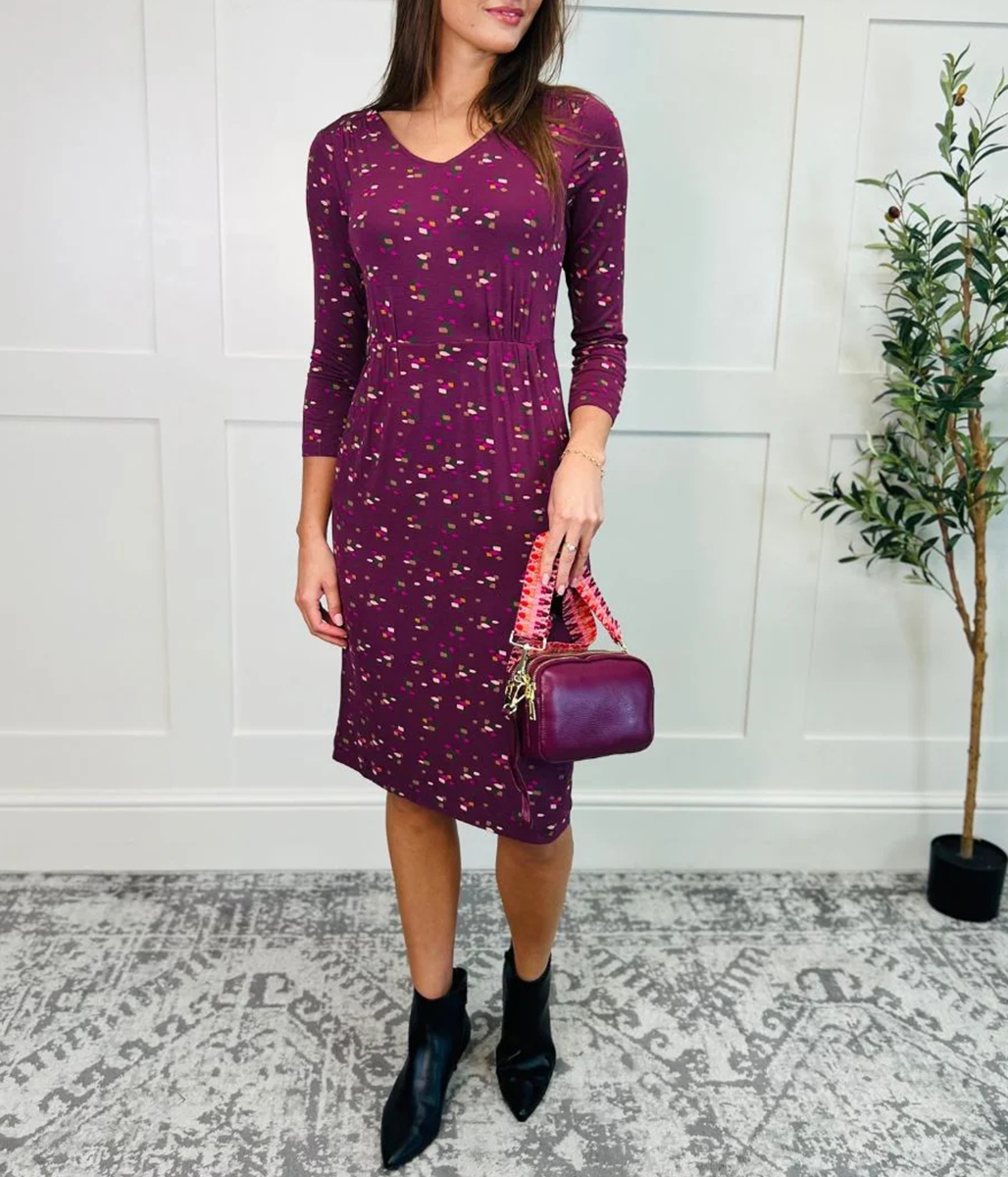 Tallie Plum Print Midi Dress