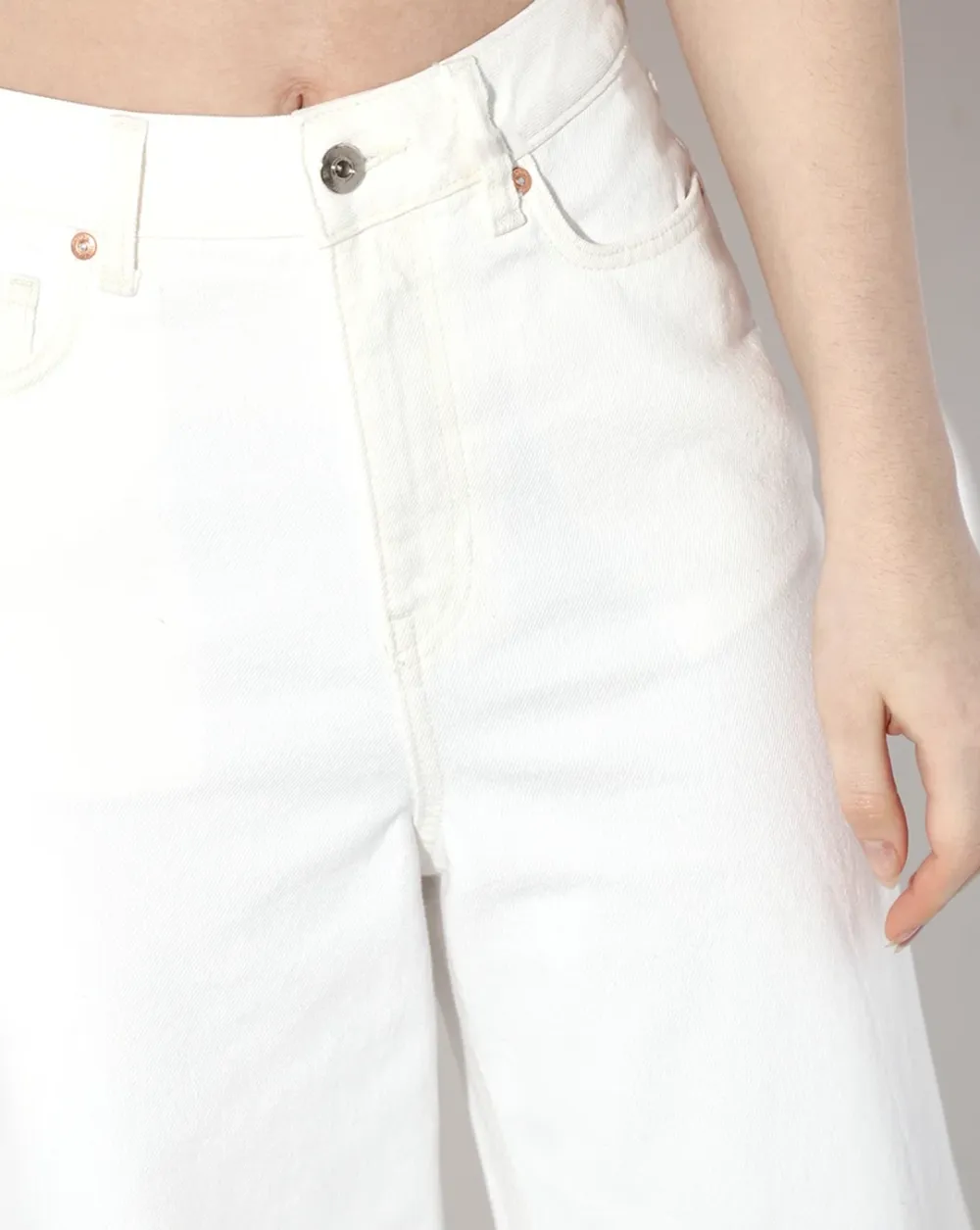 White Raw Edge Wide Leg Jeans