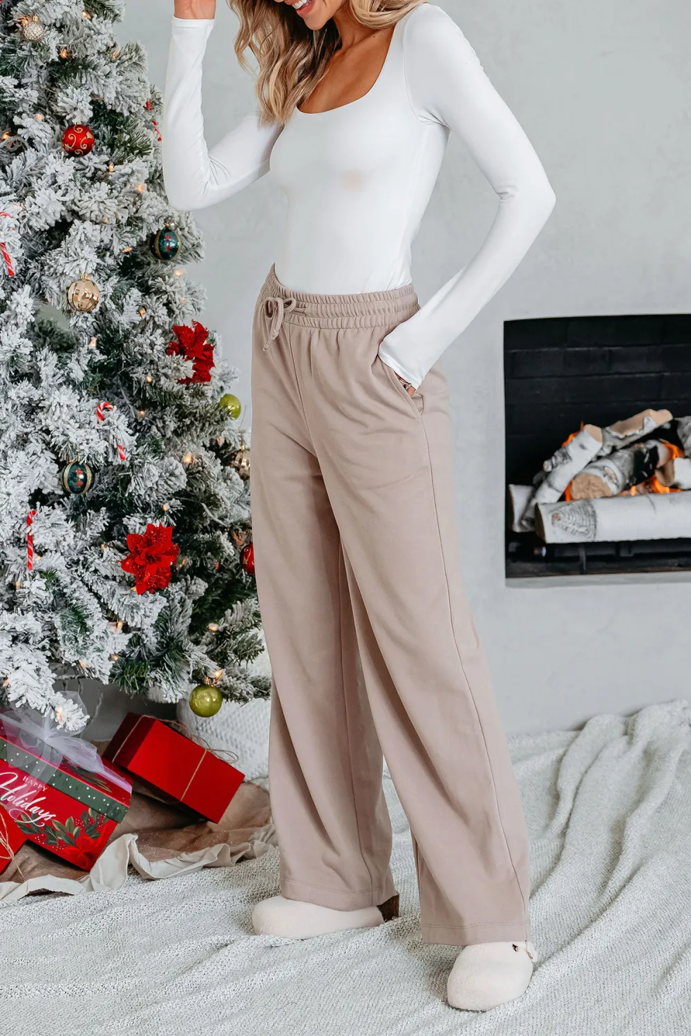 Comfort Lounge Mocha Wide Leg Sweatpants