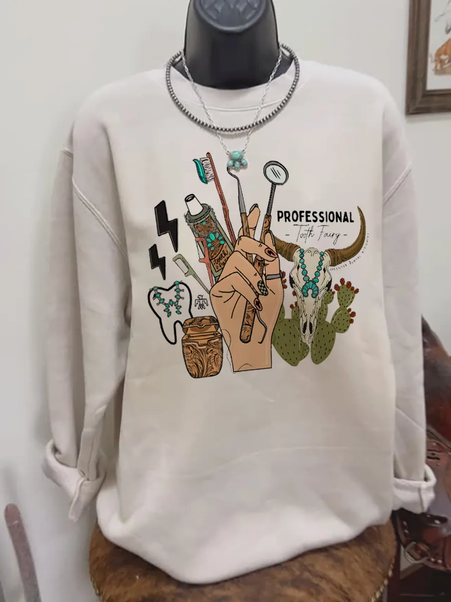 Western Dental Hygienist Pattern Sweatshirt