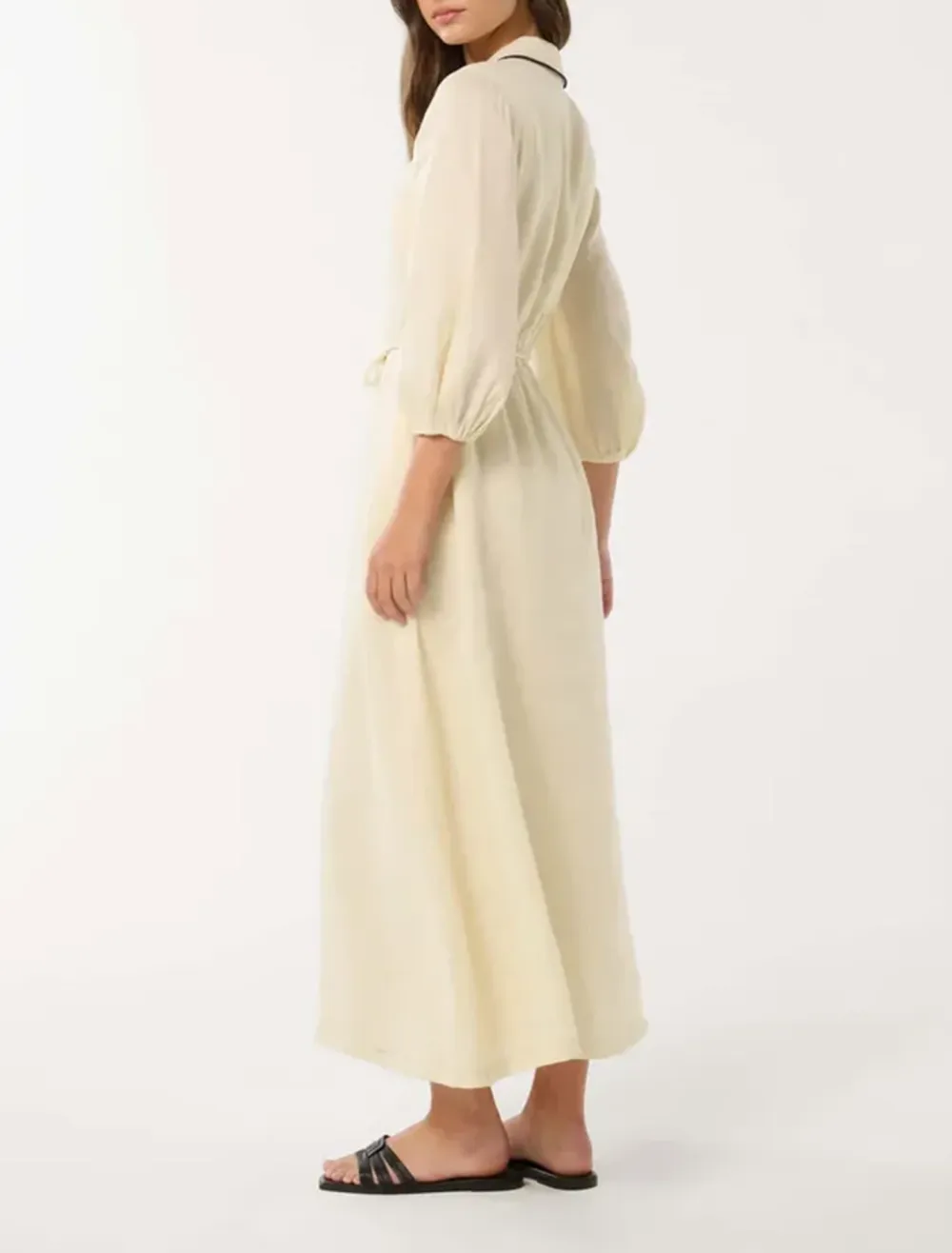 Tabitha Contrast Linen Midi Dress