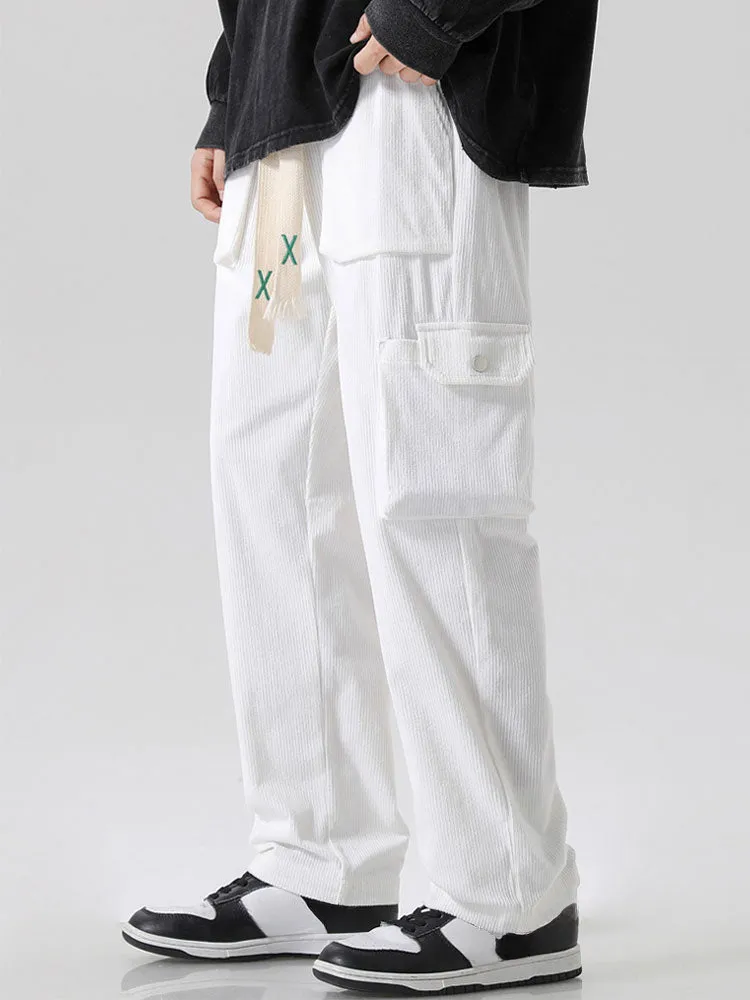 Straight Leg Corduroy Cargo Pants