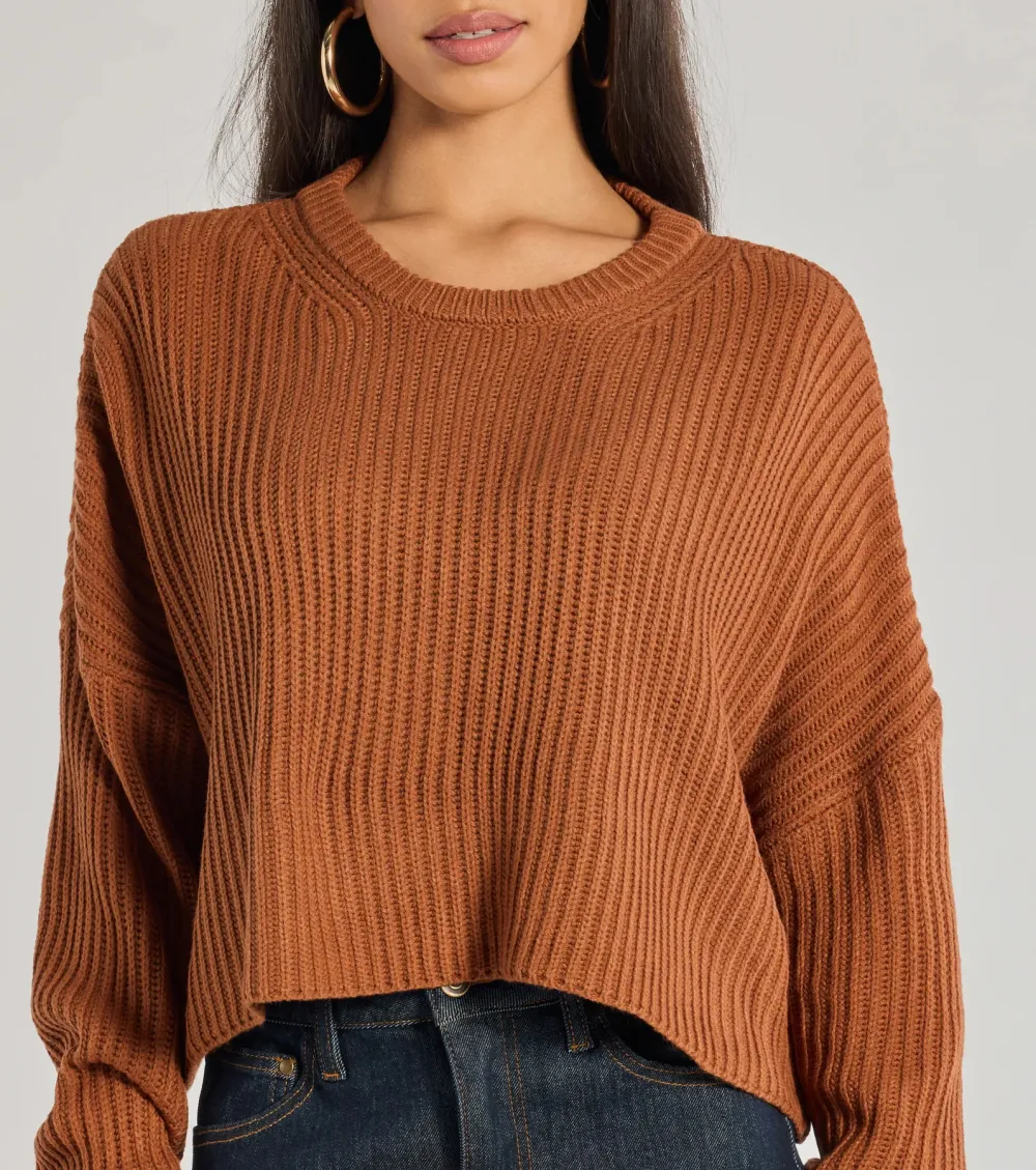 Chic Crew Ribbed Knit Sweater