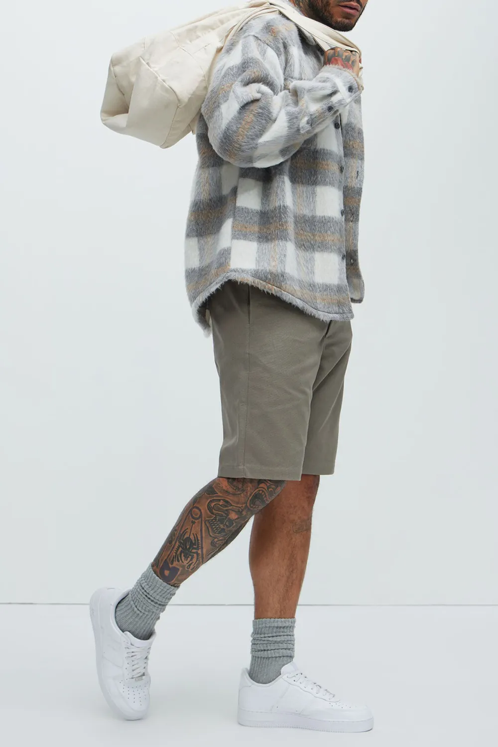 Move Up Plaid Shacket - Greycombo