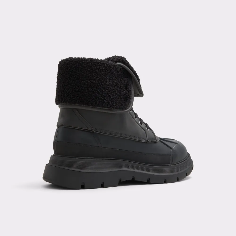 Men's Black Platform Suede Lace-Up Boots