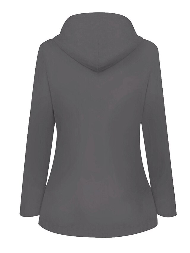 Women's Winter Coat Hoodie Jacket Windproof Warm Street Sport Daily Wear Vacation Button Pocket Drawstring with Pockets Single Breasted Hoodie Fashion Daily Plush Street Style Solid Color Regular Fit
