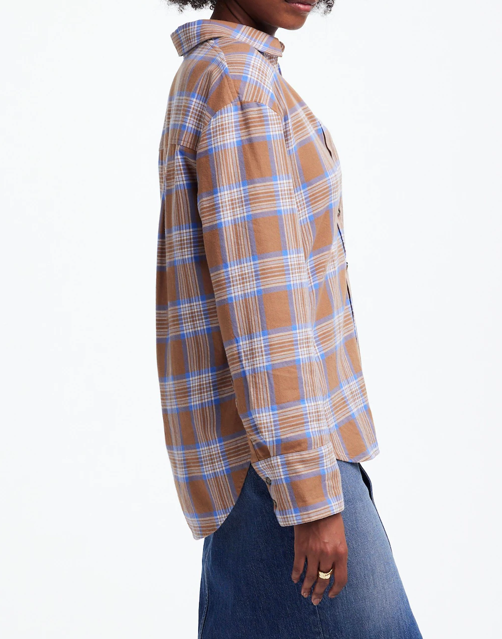 Relaxed Straight-Hem Button-Up Shirt in Plaid