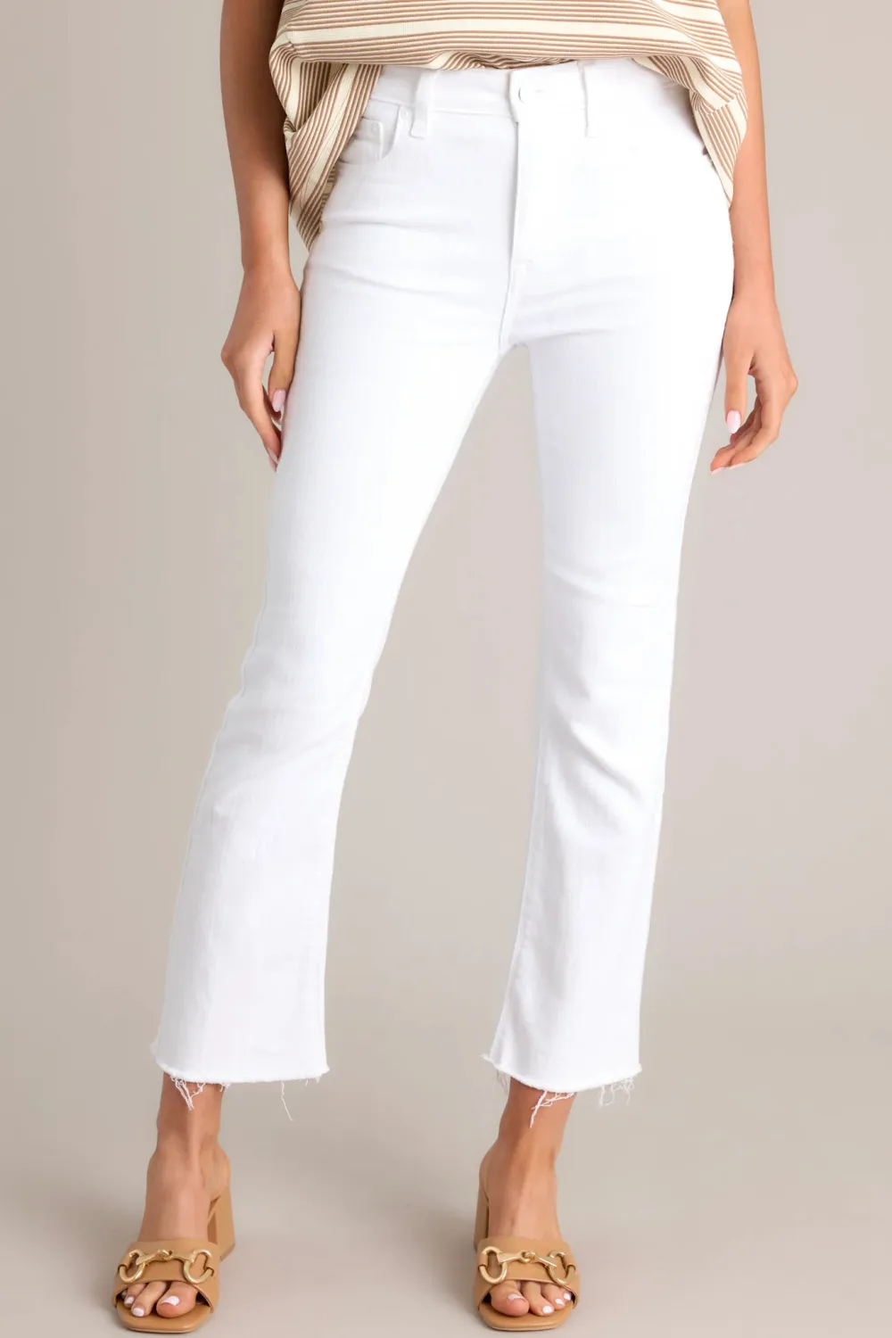 ANGEL WING WHITE CROPPED FLARE JEANS