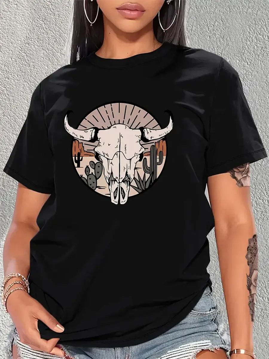 Boho Cow Skull T-Shirt