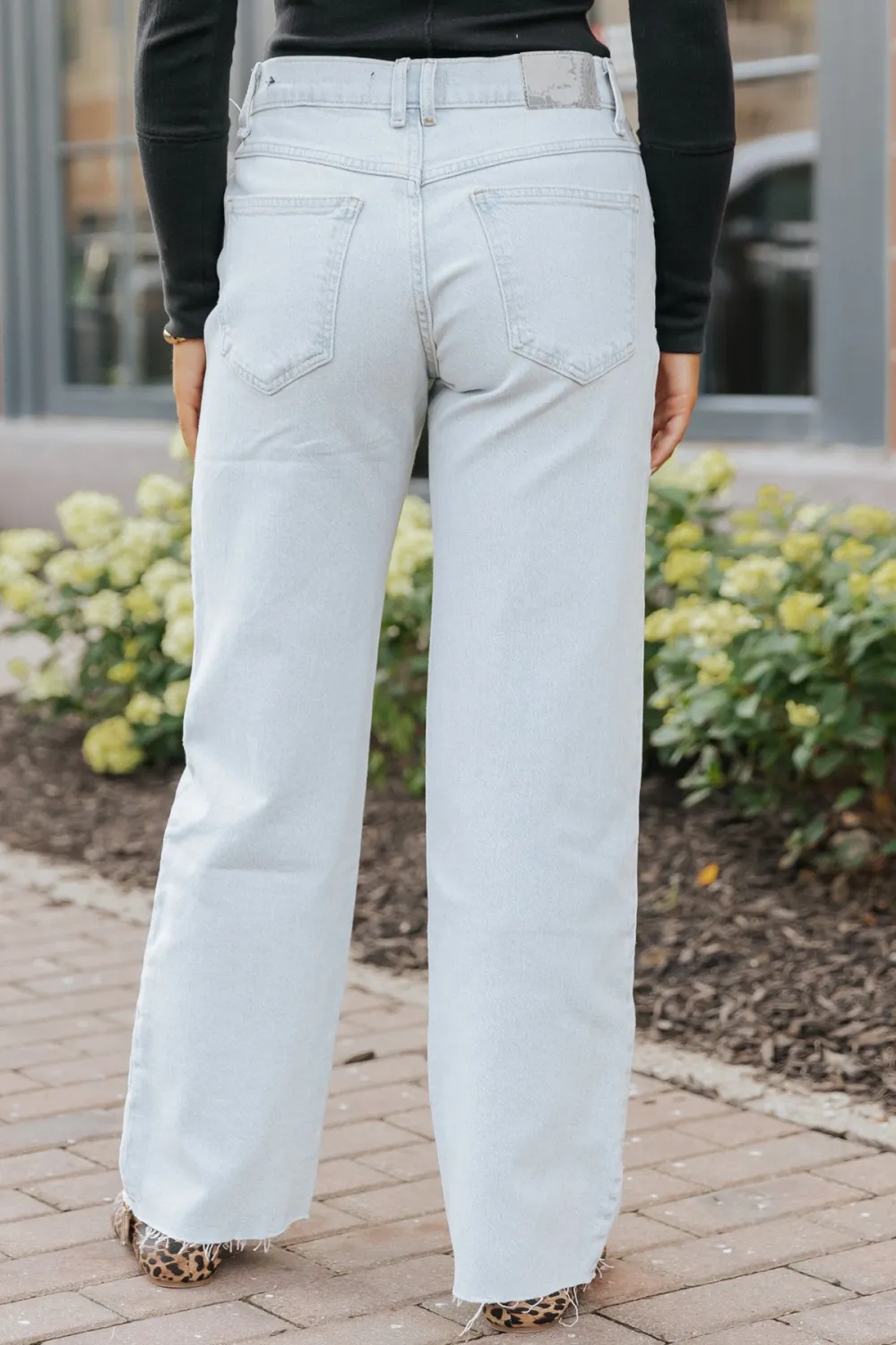 Light Wash Mid-Rise Straight Leg Jeans