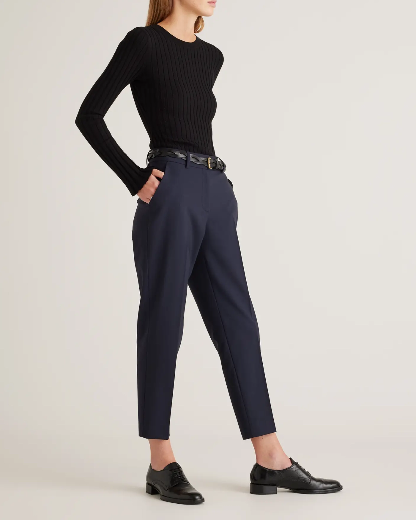 Italian Wool Slim Leg Ankle Pants