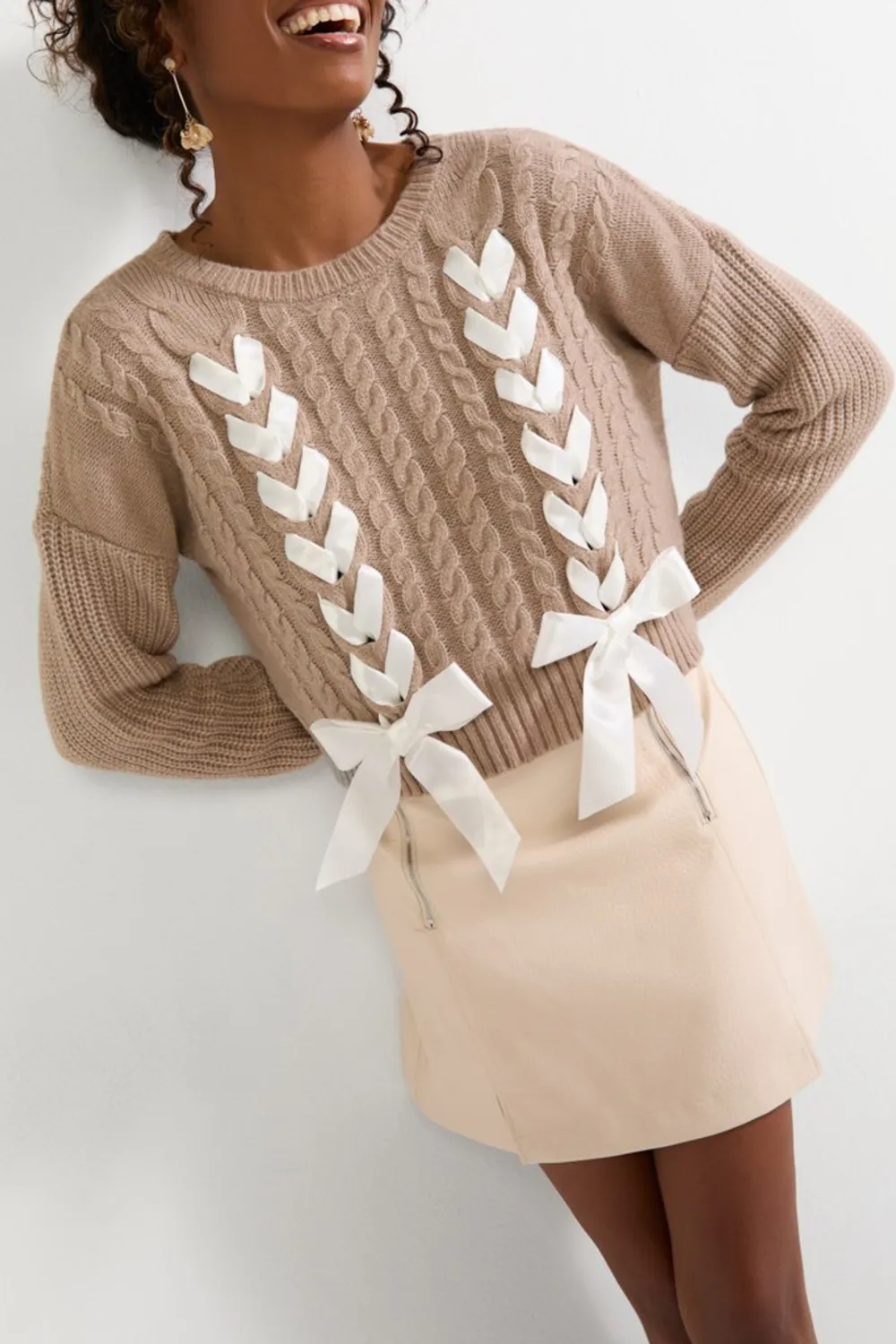 Sally Ribbon Front Pullover Sweater