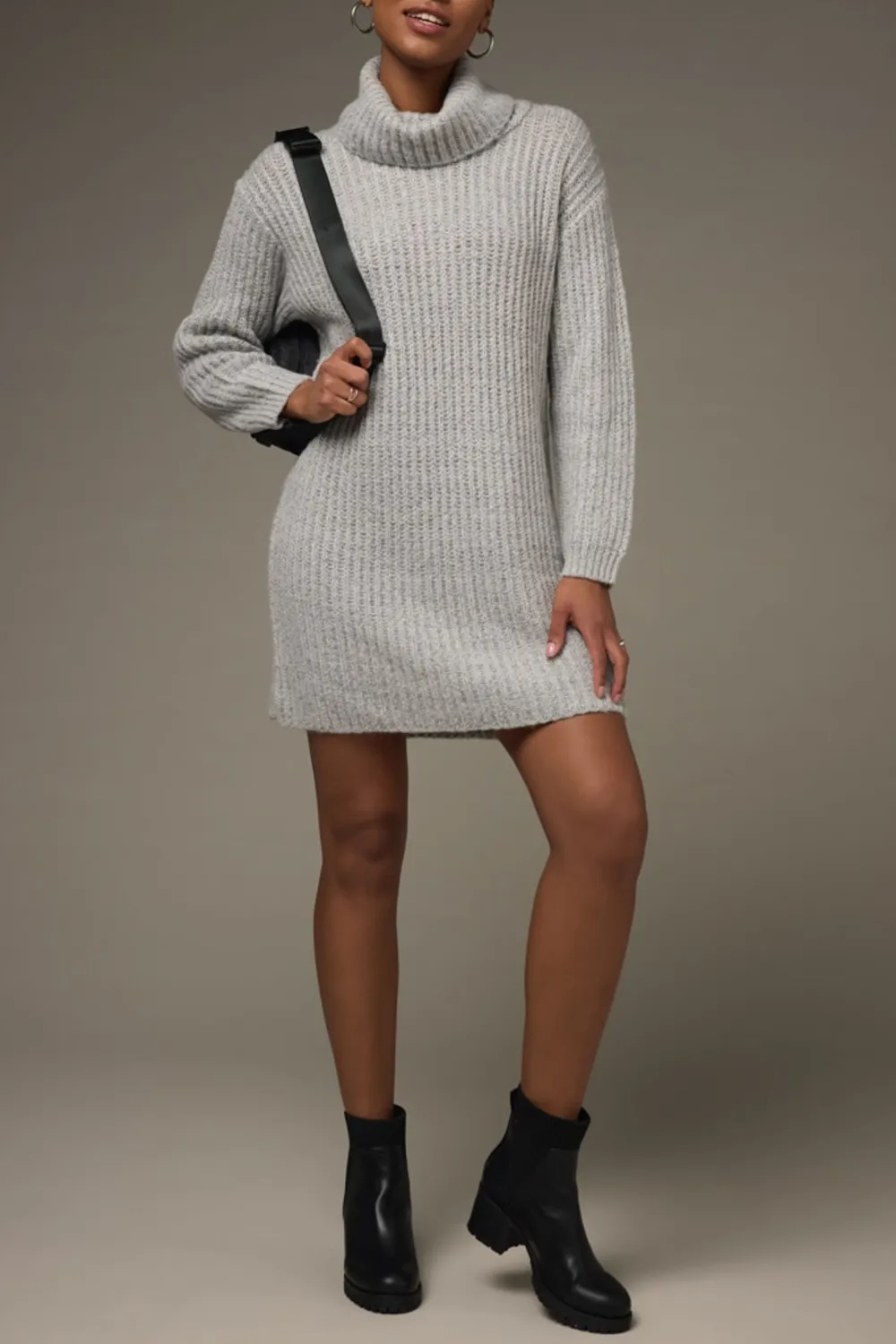 Cynthia Cowl Neck Mini Sweater Dress