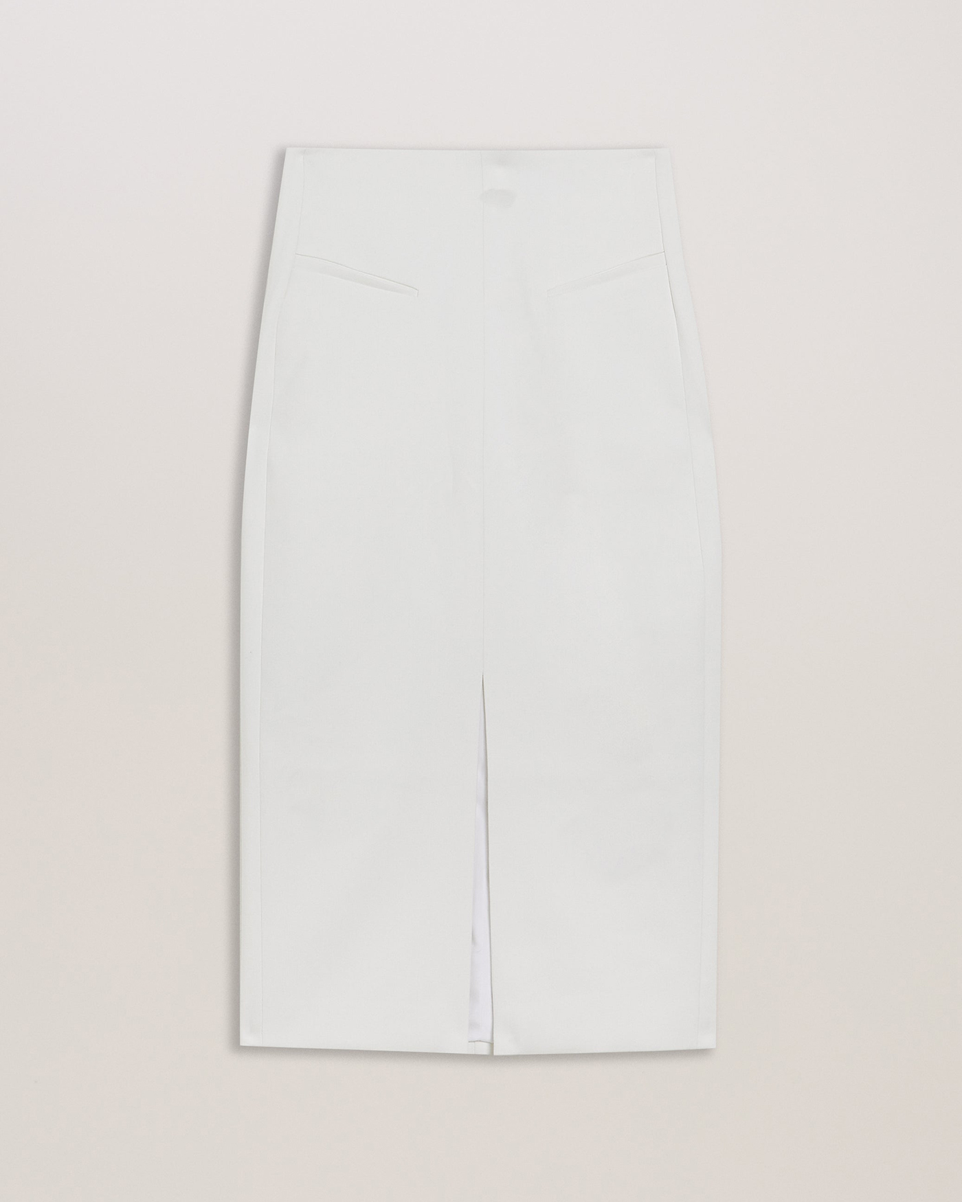 Manabus Tailored Midi Pencil Skirt With Front Split White