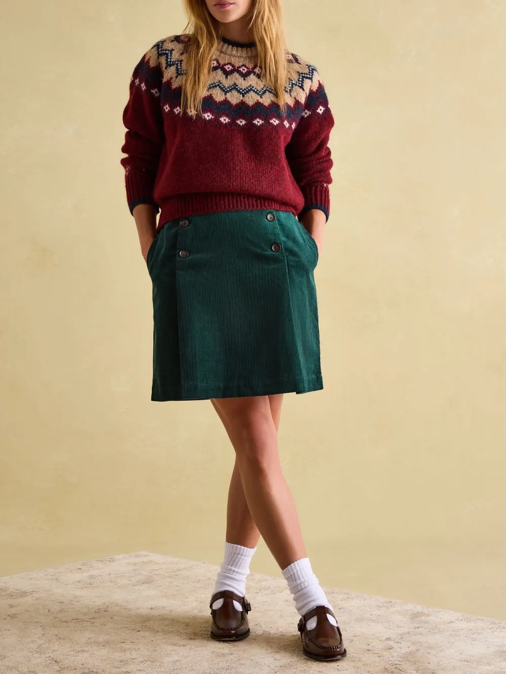 Lowry Red/Navy Fairisle Pattern Jumper