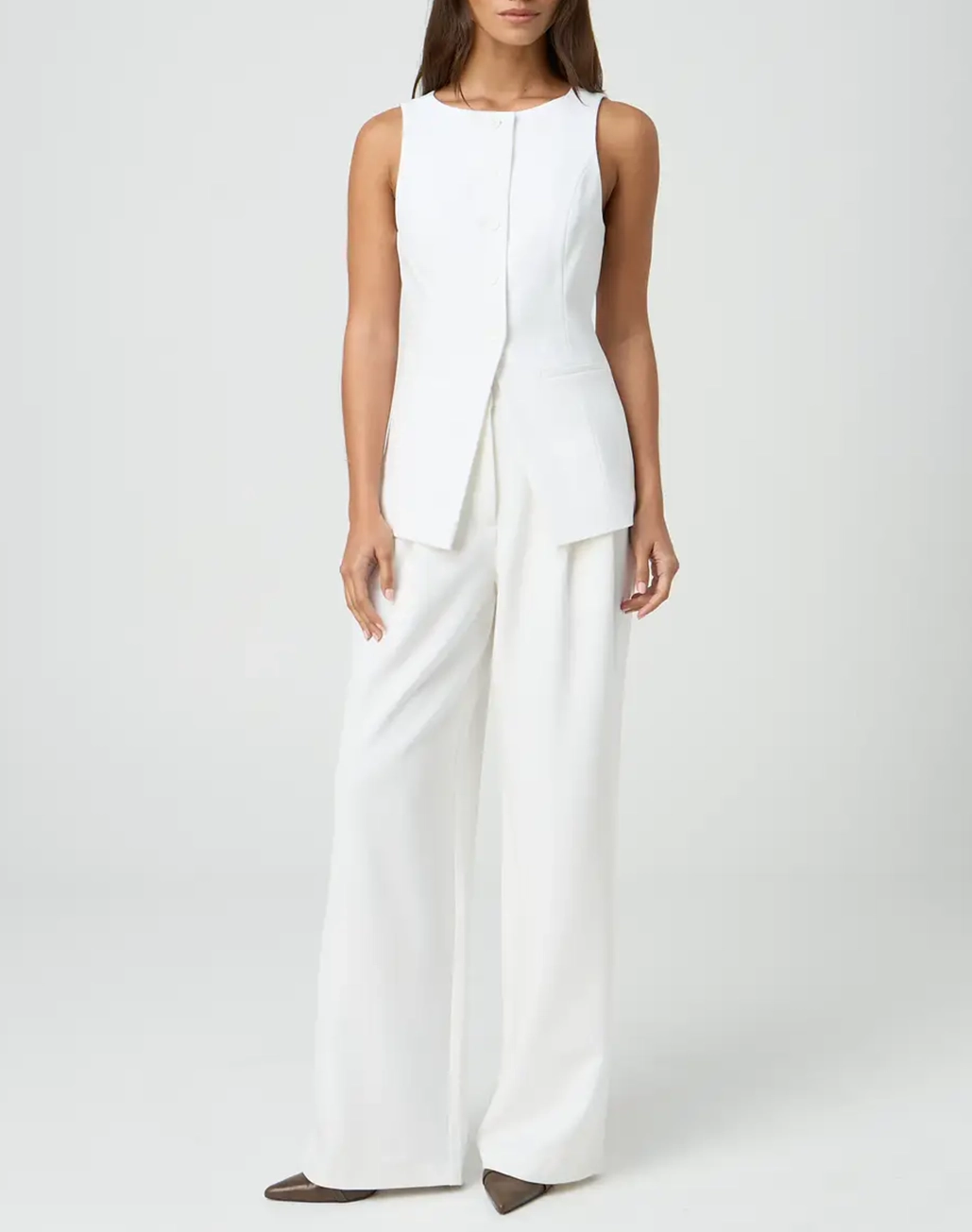 High Rise Wide Leg Tailored Pant