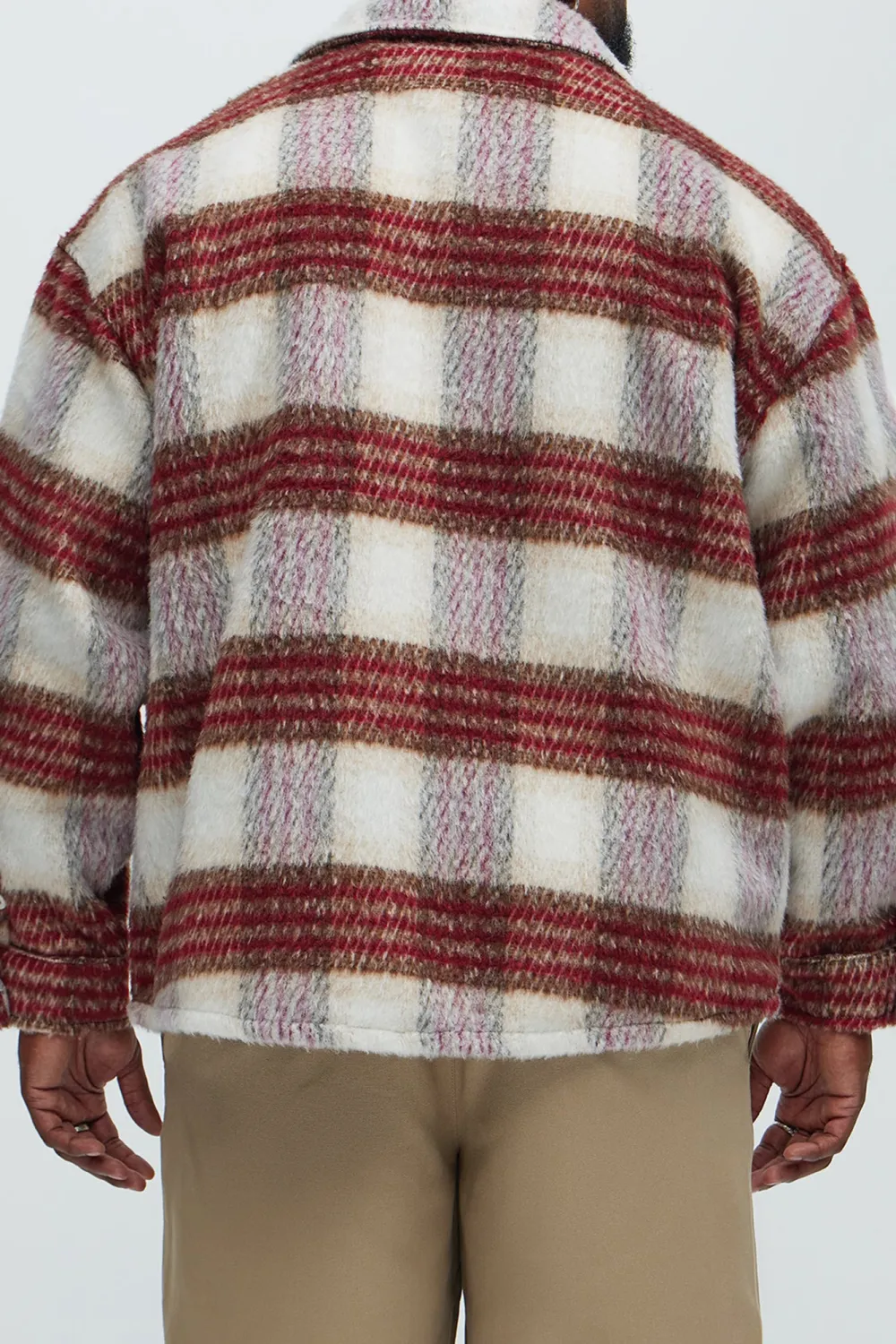 Move Up Plaid Shacket - Red/White