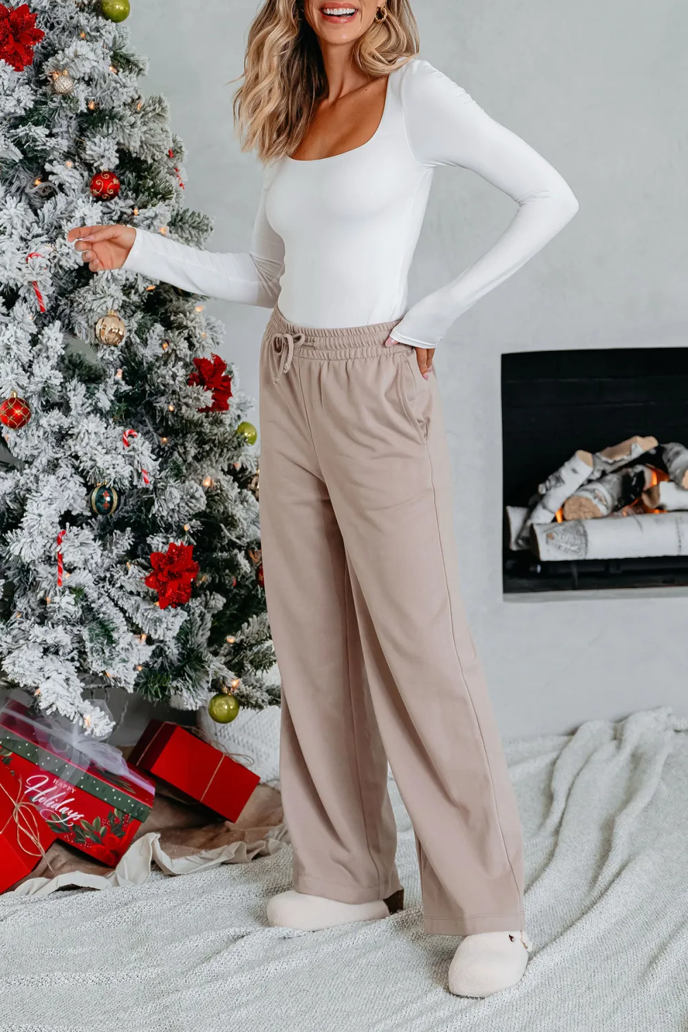 Comfort Lounge Mocha Wide Leg Sweatpants