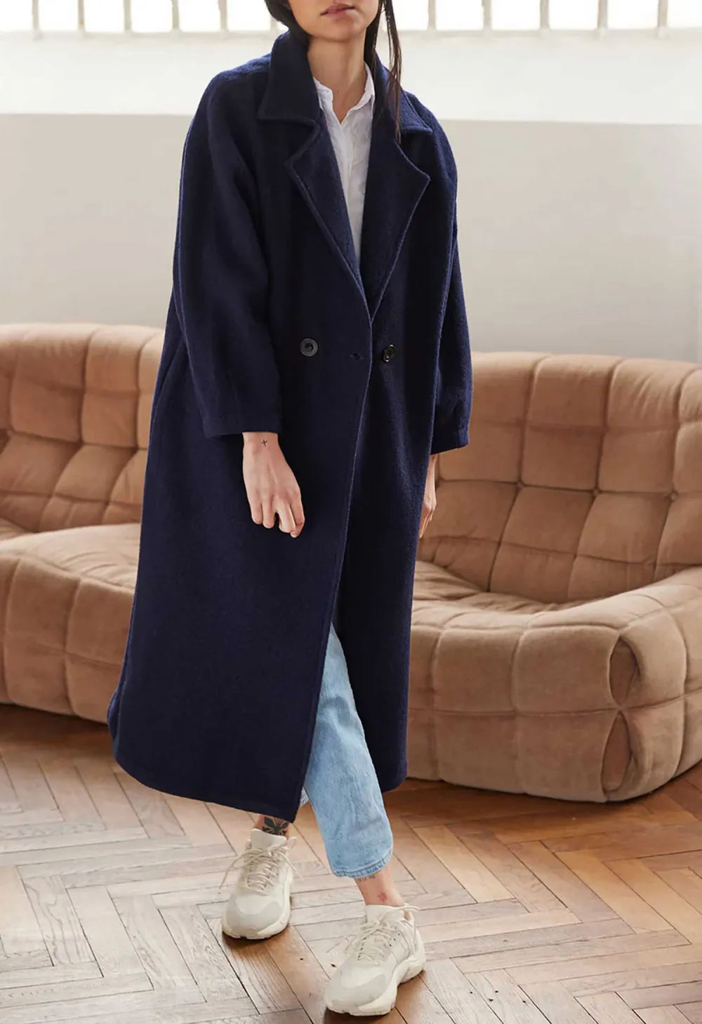 Navy Wool Coat Jacket