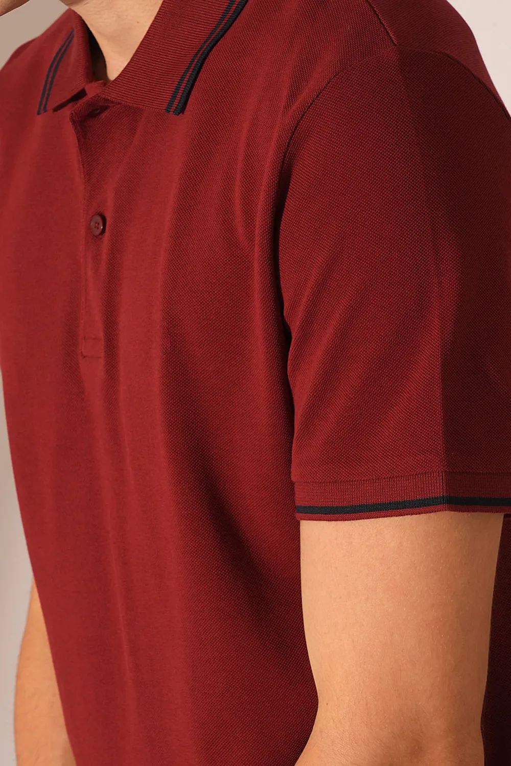 Red Embroidered Organic Cotton Polo