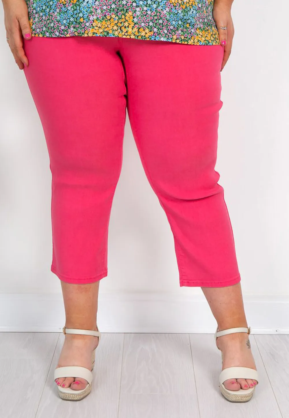 Pink Mid Rise Crop Jean