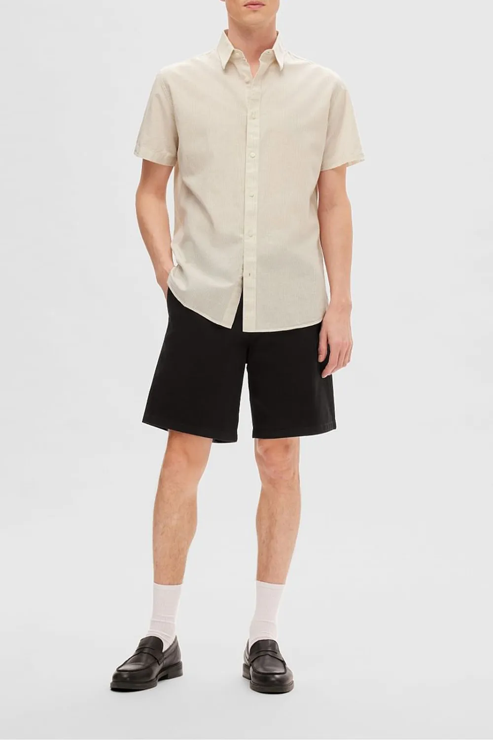 Off-White Mid Rise Cotton Chino Shorts