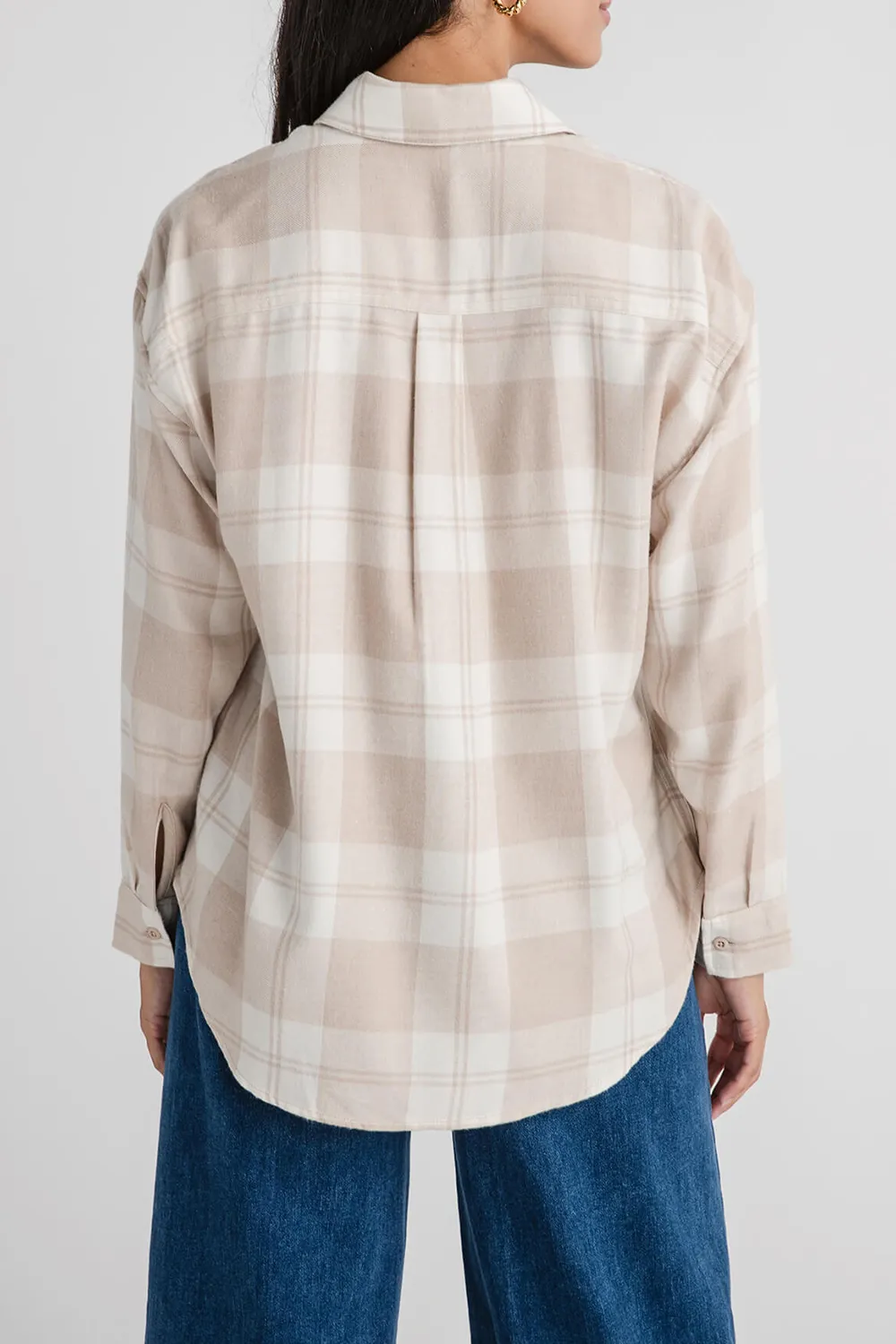 River Plaid Button Up Shirt - putty