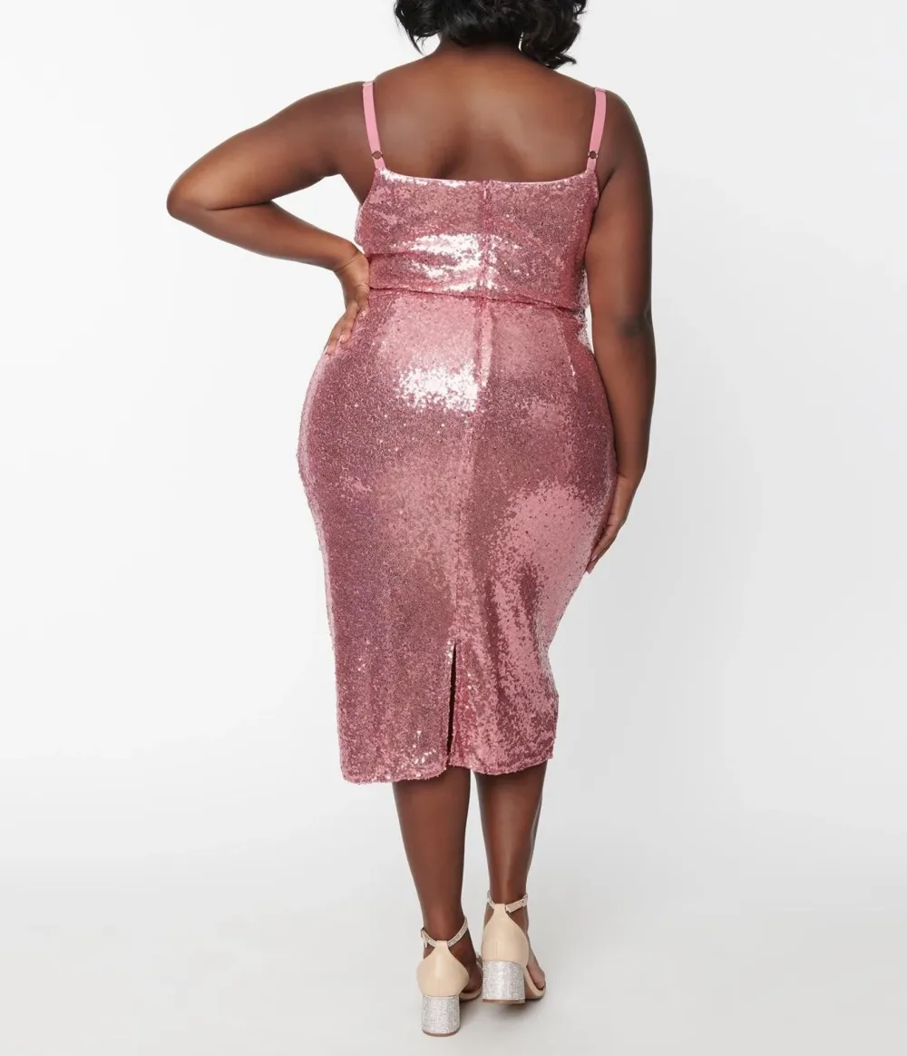 Plus Size Pink Sequin Malibu Wiggle Dress