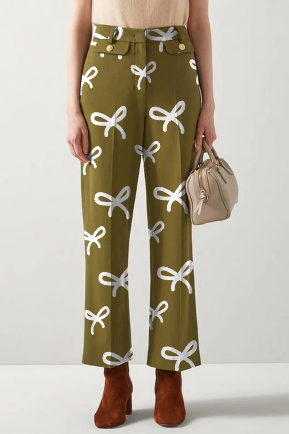 Olive Tailored Crop Wide Trouser