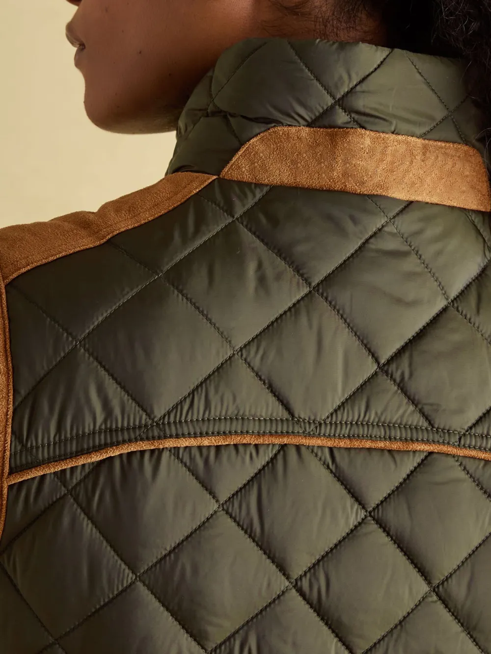 Khaki Green Showerproof Diamond Quilted Gilet